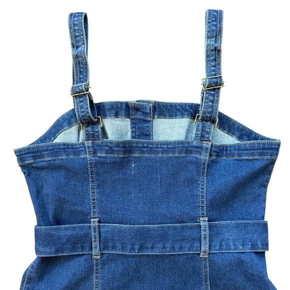 SO Denim Button-Down Belted Sleeveless Mini Dress Size L - Picture 4 of 11